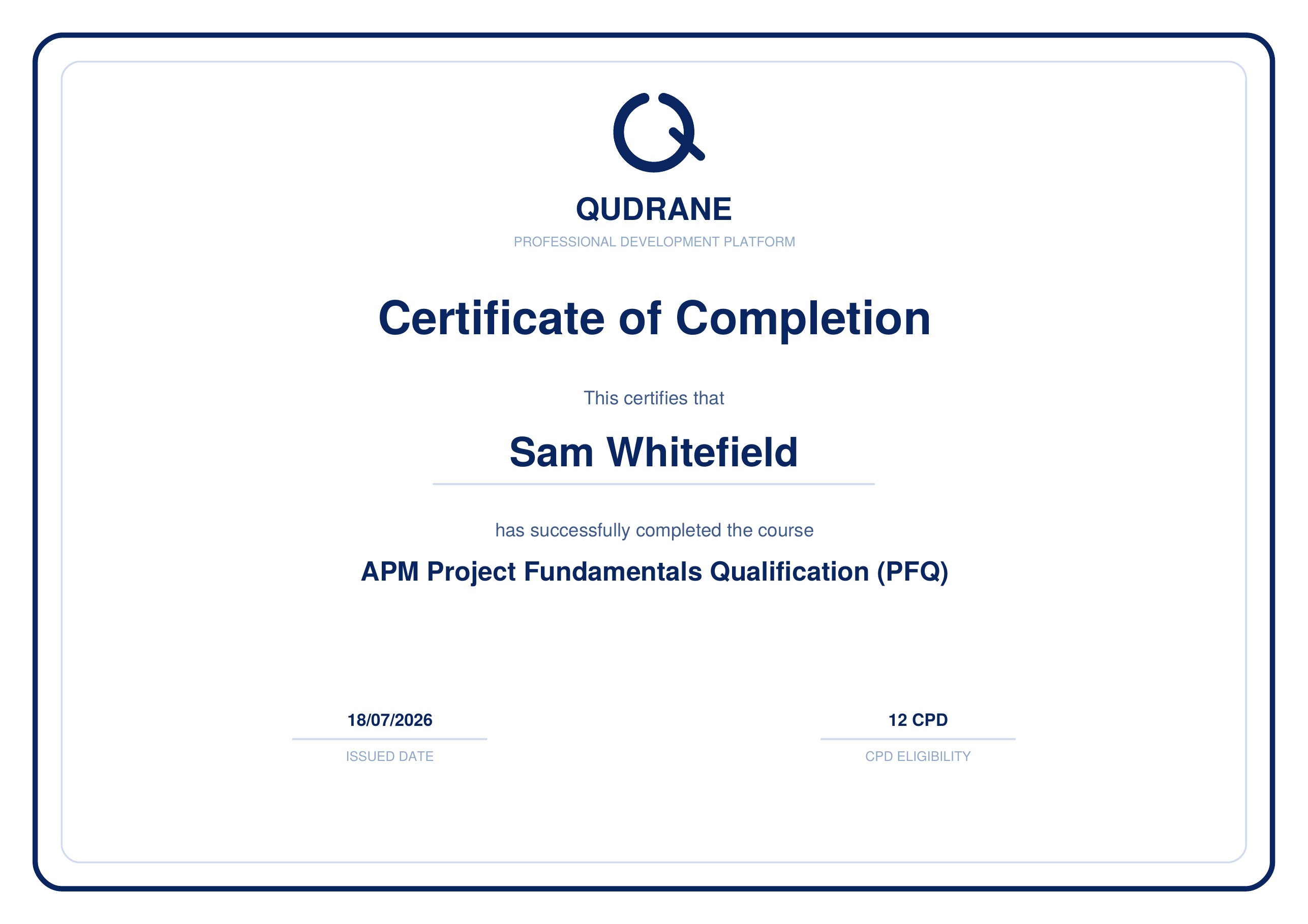 Certificate of completion