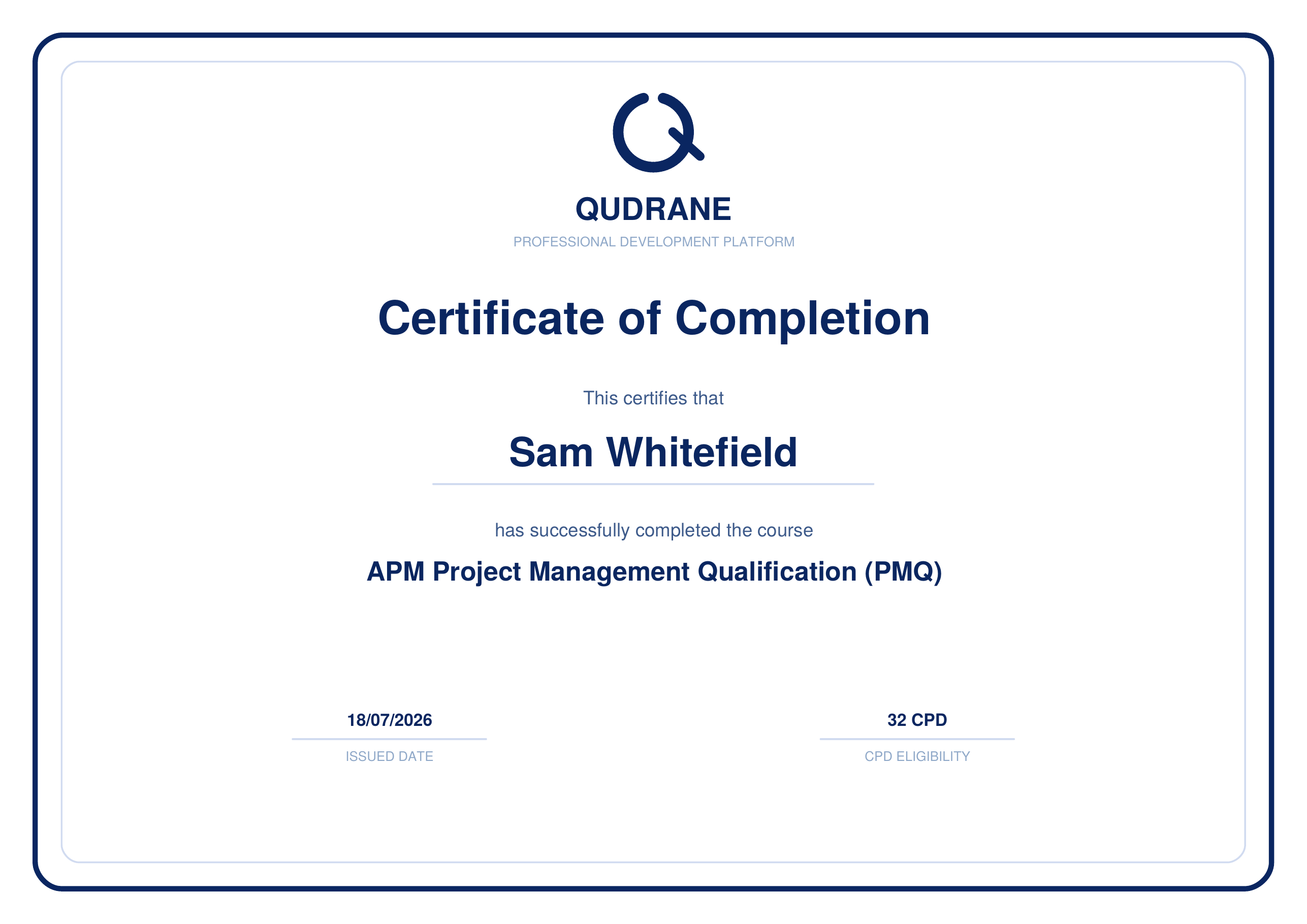 Certificate of completion