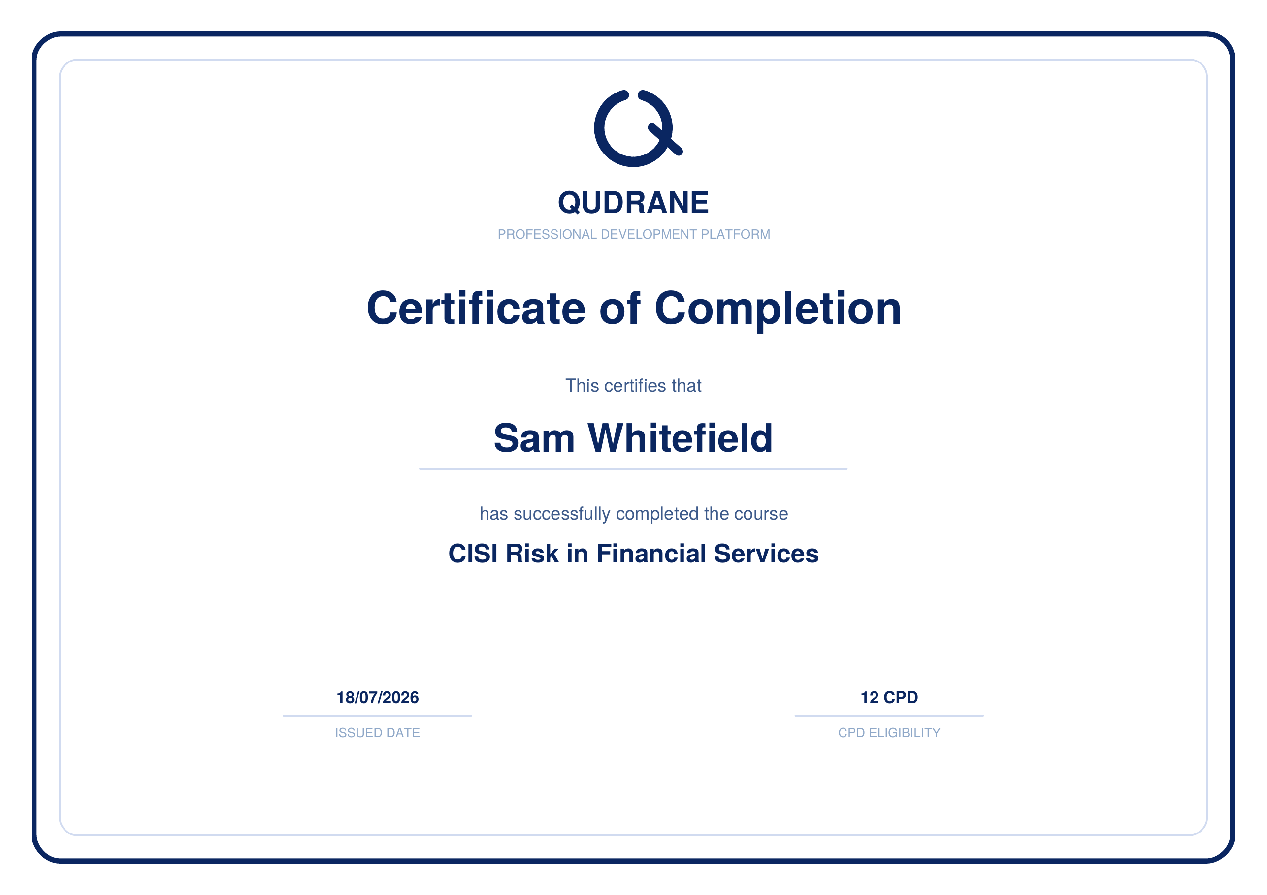 Certificate of completion